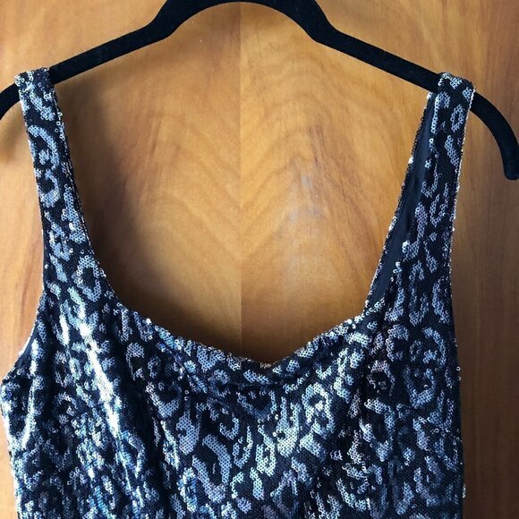 NWT Black Halo Lilo Sequin Sheath Dress Eclipse Black Silver Zodiac Sleeveless 8 - Picture 11 of 16